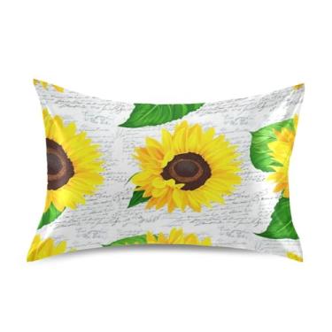 Imagem de Girassóis amarelos vintage fronhas de cetim bonito arte refrescante King Queen capas de travesseiro padrão estética tamanho padrão 66.0 cm x 50.8 cm