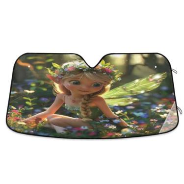 Imagem de Guarda-sol de elfo de desenho animado para para-brisa de carro, proteção UV, janela frontal, para-sol médio