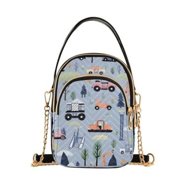 Imagem de Bolsa tiracolo feminina colorida com estampa de pata de cachorro, bolsas pequenas para mulheres, bolsa transversal, bolsa transversal de outono, Carros e trabalhadores de construção - 2, One Size