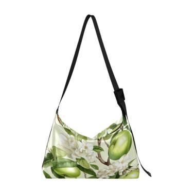 Imagem de Bolsa tiracolo de couro sintético pintada à mão, bolsa tiracolo de couro, bolsa tiracolo de couro masculina, Várias maçãs e flores verdes - 4, One Size