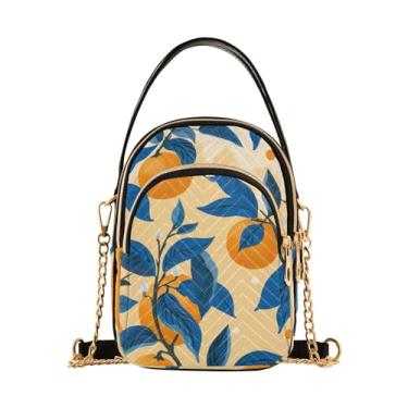 Imagem de Bolsa transversal feminina abstrata de mandala artística, bolsa tiracolo moderna feminina, bolsa tiracolo pequena para mulheres, Ramo laranja azul laranja-8, One Size
