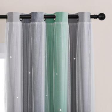 Imagem de Cortina XiDi de dupla camada Blackout Sheer Star Pattern