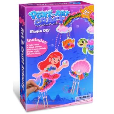 Imagem de Ancitoy Kit de artesanato de sino de vento de sereia do oceano – artes e artesanato DIY para crianças de 4 a 9 anos, atividade artística em tecido sem bagunça, presente de aniversário criativo para