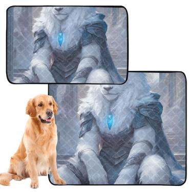 Imagem de TSENQUE Tapetes laváveis para xixi para cães, à prova d'água, tapete para cercadinho de tigre branco, olhos azuis, almofada reutilizável para filhotes, absorvente, pequeno x pacote com 3