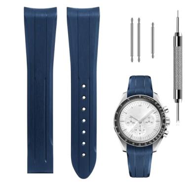 Imagem de Hontao Pulseira de silicone líquido premium de 20 mm, compatível com Omega Speedmaster Professional Moonwatch 42 mm, Seamaster & Swatch x Omega MoonSwatch, pulseira de borracha macia com textura