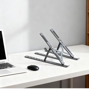 Imagem de Suporte ajustável para laptop, suporte de mesa dobrável portátil para maior fluxo de ar, suporte universal para notebook (preto)