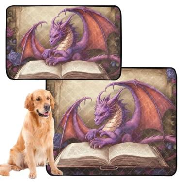 Imagem de Almofada de xixi reutilizável Dragon Funny para cães de estimação, lavável, tapete impermeável para cachorros, tapete absorvente, médio + grande, conjunto de 2