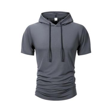 Imagem de Camiseta Masculina De Verão Leve Com Capuz Casual Solta De Manga Curta