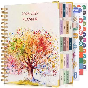 Imagem de Agenda A5 2026-2027, agenda semanal e mensal de 18 meses de janeiro de 2026 a junho de 2027, agenda diária de couro de capa dura de 14,6 cm x 21,3 cm com abas, perfeita para o trabalho, escola, casa