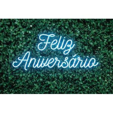 Imagem de Painel Acrílico Neon Led Feliz Aniversário 127/220v (Azul Claro)