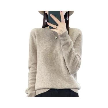 Imagem de Suéter Feminino De Lã Com Gola Redonda, Manga Longa, Tricô, Moda Versá