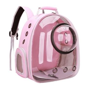 Imagem de Mochila Bolsa para Pet Transparente Visão Panorâmica para Gato Ou Cachorro Confortável e Pratica (Rosa)