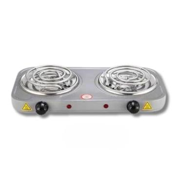 Imagem de Fogareiro Elétrico 2 Bocas Portátil Camping Cooktop Cozinha 110v 220v Viagem (CINZA 220V)