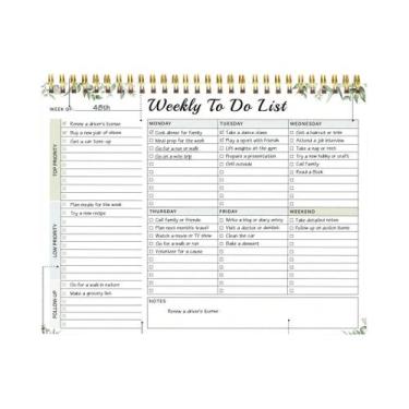 Imagem de Bloco De Planejamento Sem Data Minimalista Semanal Com Rastreador De H