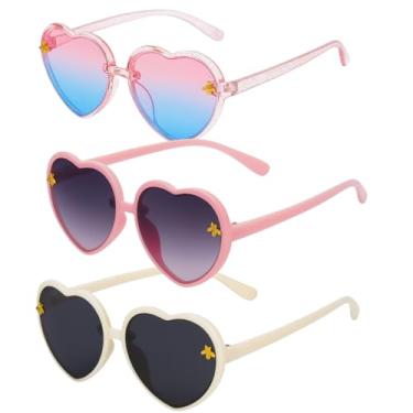 Imagem de Kit 3 Óculos Coração Infantil com Detalhe de Abelha | Proteção UV400 | Moda Meninas 3 a 10 Anos | Estilo, Segurança e Diversão em Cada Look