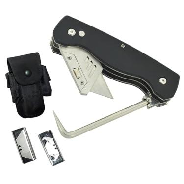 Imagem de ZY891 Faca utilitária dobrável com testador de costura, 27,5 cm de comprimento, bolsa Oxford, 20 lâminas de substituição