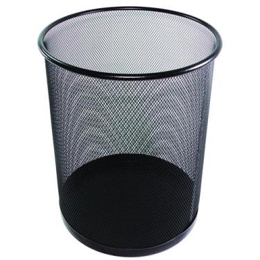 Imagem de Lixeira Escritório Metal Aramado Telada Cesto Lixo 10 Litros - Preto -