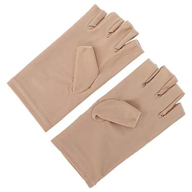 Imagem de Generic Luvas de Manicure Luvas de Fibra Profissional de Algodão para Arte Em Unhas de Meio Dedo para Lâmpada de Unhas de Gel, Caiaque e Caminhadas, 7,1 X 3,3 pol., Adequado para Casa e Salão de Beleza (Bege)