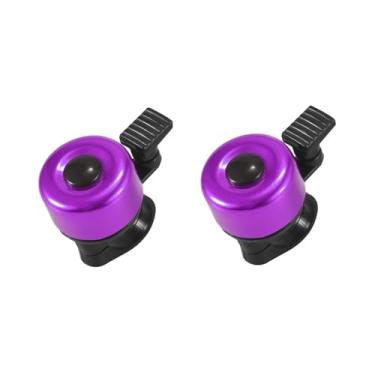 Imagem de Sino de bicicleta 2 pacotes com som melodioso alto clássico mini sino de bicicleta para crianças adultos buzina para scooter, mtb, bmx(2pcs purple)