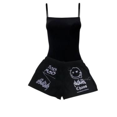 Imagem de Conjunto Gringa Shorts Com Corrente Bicolor e Bory Alcinha Feminino Sm