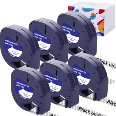 Imagem de Hehua Recargas transparentes compatíveis com refis Dymo LetraTag 12 mm x 4 m 16952 S0721530 Fita de plástico transparente transparente para Dymo LetraTag LT-100H LT-100T Plus LT-110T QX50 2000 XR,