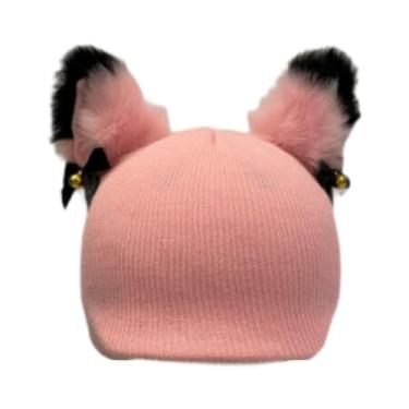 Imagem de oshhni Capa protetora de tricô para capacete de esqui, acessório criativo, fofo e macio para snowboard, esqui e skate, Orelha Rosa