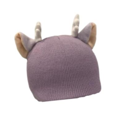 Imagem de menolana Capa para capacete de esqui, gorro de tricô divertido, macio, criativo e quente, acessório inovador para capacete de esqui, proteção de inverno para, Orelhas de Rena Roxas