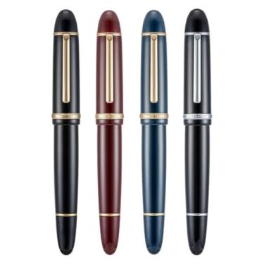 Imagem de ONECMN Conjunto de canetas-tinteiro de resina de cores sortidas, clipe de metal, ponta fina estendida de 0,5 mm, ferramentas de escrita para escritório escolar (conjunto de 4 cores 1, F)