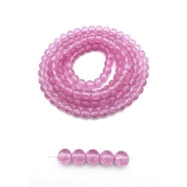 Imagem de DandS ltd Contas de vidro Crackle Lampwork para fabricação de joias, quartzo rosa, pulseiras vibrantes, colares, brincos, suprimentos de miçangas e kits de artesanato para joias artesanais, 80 peças