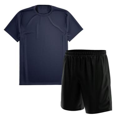 Imagem de Kit Calção Short Futebol Basquete Preto + Camiseta Manga Curta Masculina-Masculino