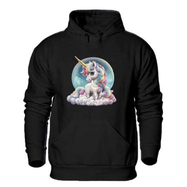 Imagem de Blusa de Frio Feminina Abrigo Moletom Quentinho Estampa Unicornio Confortavel Macia-Feminino