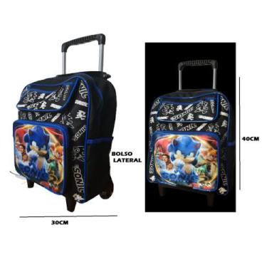 Imagem de Mochila Para Meninos Tamanho Grande C/ Rodinhas Bolso P/ Lápis e Garra