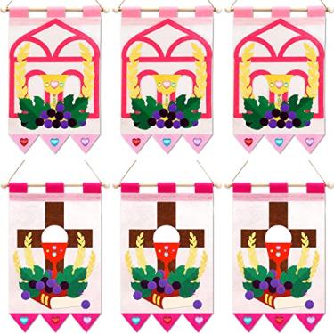 Imagem de Kit de faixa de primeira comunhão com 6 conjuntos de faixa de primeira comunhão para meninas de feltro para primeira comunhão de primeira comunhão de uvas para meninos ou meninas, kit de decoração de banco (fofo)