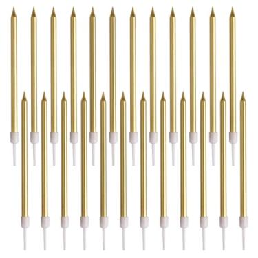 Imagem de Velas de celebração metálicas delicadas de 24 unidades - para ocasiões festivas e de casamento