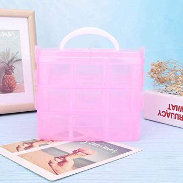 Imagem de Yinhing Plástico Removível de 3 Camadas para Ferramentas de Arte Em Unhas Caixa de Armazenamento Recipiente Organizador de Joias de Alta Capacidade Compartimento Múltiplo para Artistas (Rosa)
