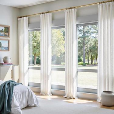 Imagem de Juego de cortinas Jinchan de lino 127x244 cm color blanco roto, 4 pane