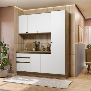 Imagem de Armário De Cozinha Compacta 100% Mdf 190cm Nogueira/branco Celeste Kappesberg