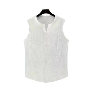 Imagem de Camisetas Regatas Masculinas Slim-fit Com Decote Em V, Cor Sólida, Est