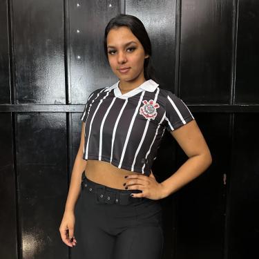 Imagem de Camisa Corinthians Cropped Polo Stripes - Feminina-Feminino