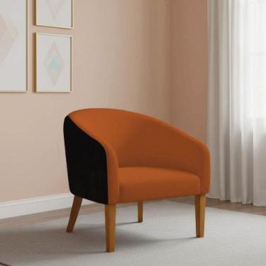 Imagem de Poltrona Decorativa Stella Pé Madeira Trapézio Sintético PU Preto Bouc