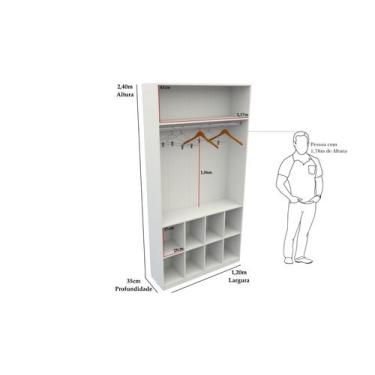 Imagem de Armário Misto Colmeia Arara M14 100% Mdf Closet Loja Roupa - VETORIAL 