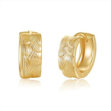 Imagem de Brincos de argola pequenos e grossos para mulheres - banhado a ouro 18 K, boêmio, étnico, presentes vintage delicados para mulheres, Medium, Cobre, Sem pedra preciosa