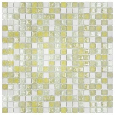 Imagem de Kit 1m² Pastilha de Vidro Mesclada 30cm X 30cm Amarela Craquelada