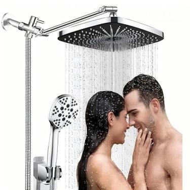 Imagem de Chuveiro E Ducha Manual De Parede Com Desviador Kit Completo (Prateado Quadrado PRO)