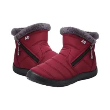 Imagem de Botas femininas casuais até o meio da panturrilha, material de camurça, bico redondo, zíper lateral, salto baixo, forro de lã para aquecimento e conforto no inverno, Cinza, 39