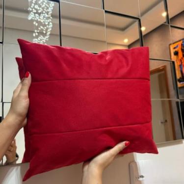 Imagem de Kit Almofadas Decorativas com Zíper e Enchimento 45x45cm – Capas em para Sala e Quarto(2,VERMELHO)