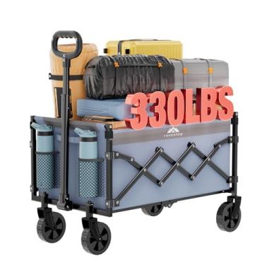 Imagem de RoveStep Carrinho dobrável máximo – Carrinho utilitário resistente, capacidade de 65 L, carga de 172 kg, rodas para todo o terreno, dobra compacta para acampamento, jardim, praia, compras (azul claro)