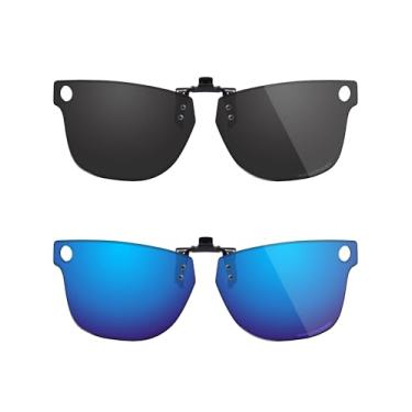 Imagem de Fiskr Óculos de sol polarizados clip-on flip up antirreflexo proteção UV para Ray-Ban Meta Wayfarer RW4006 e Gen 2 RW4012 (tamanho 50-22) - Ajuste compacto - Preto clássico e azul gelo