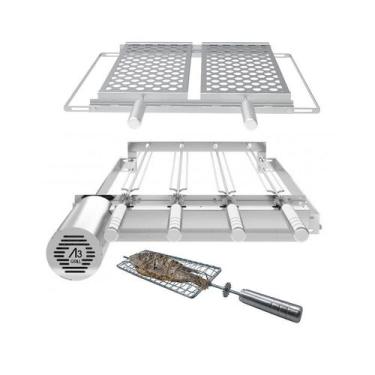 Imagem de A3 Grill Ajustável - Motor Giratório para 4 Espetos + Suporte Ajustáve