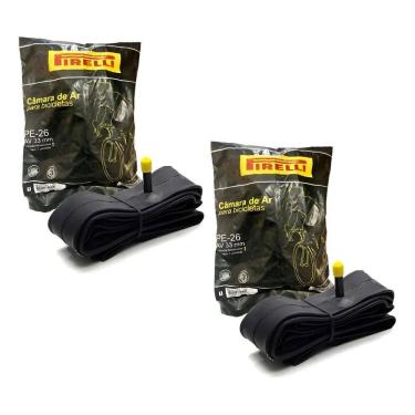 Imagem de Par Câmara Ar Bicicleta Pirelli Aro 26 Bico Grosso Butyl 33M